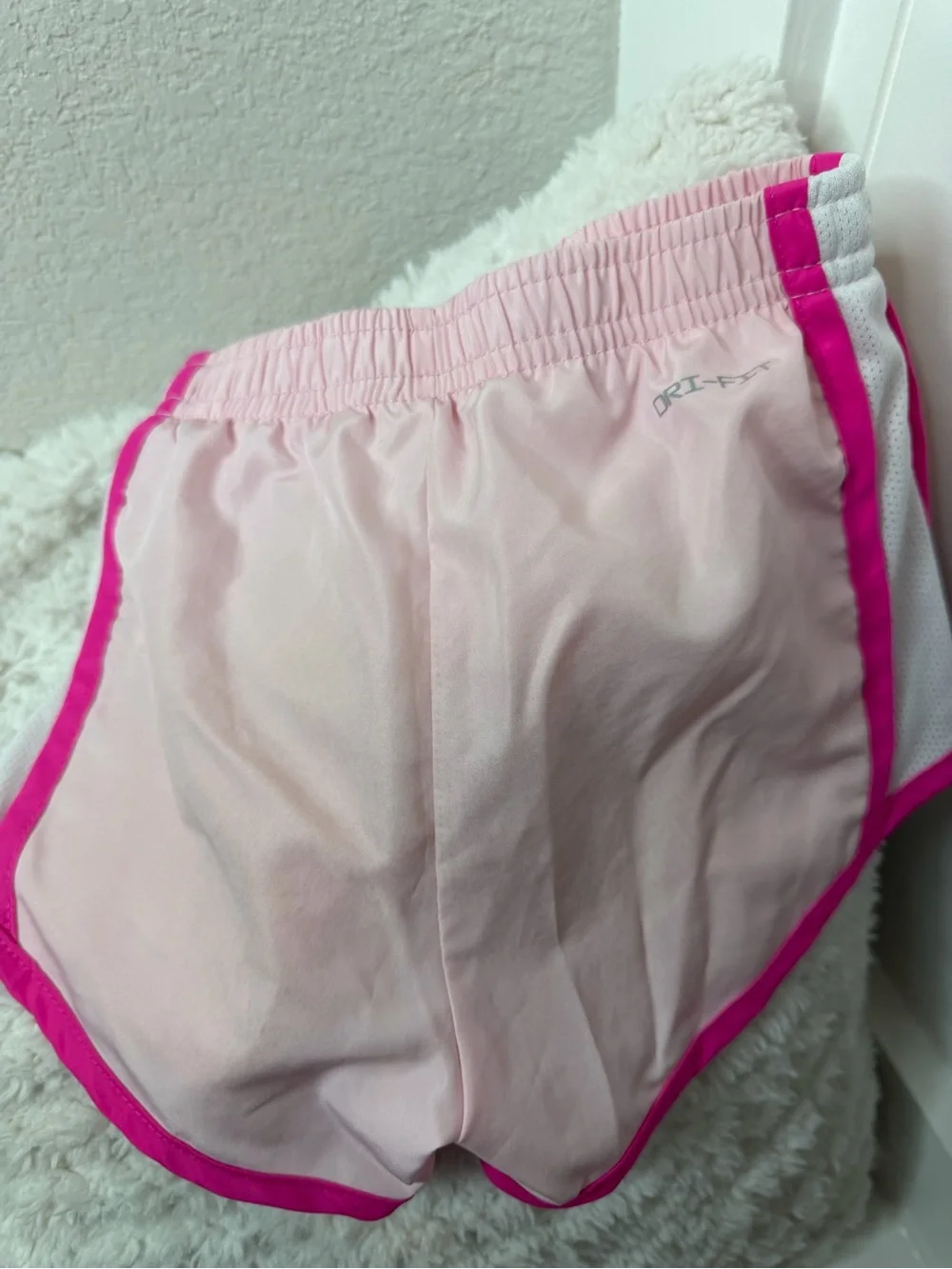 Nike girl Light Pink Athletic Shorts with Bright Pink Trim
